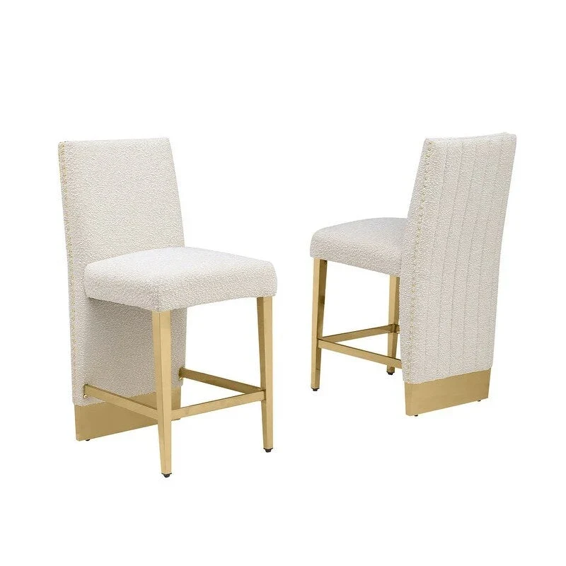 Best Quality Furniture Pleated Chrome Nailhead Trim Chair - N/A