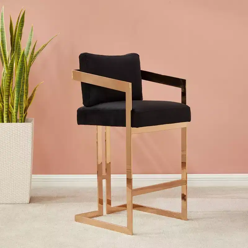 Velvet Barstool Black