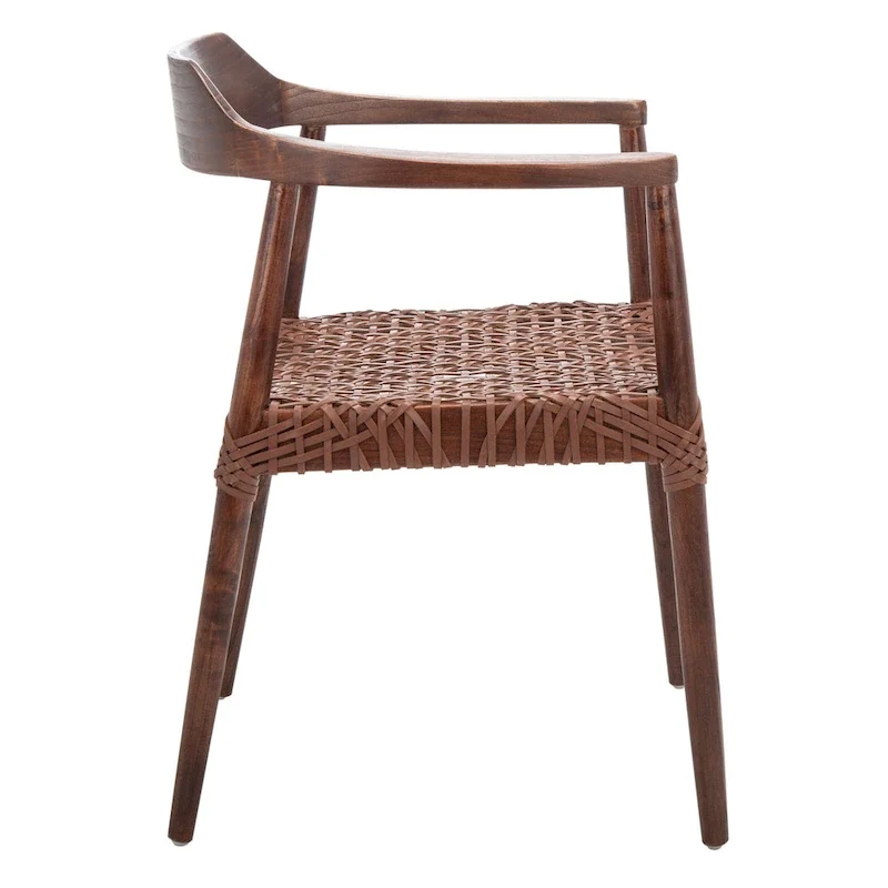 Munro Wanda Woven Leather & Solid Wood Accent Chair (Fully Assembled) - 22 W x 20.5 L x 28.5 H - 22Wx21Dx29H
