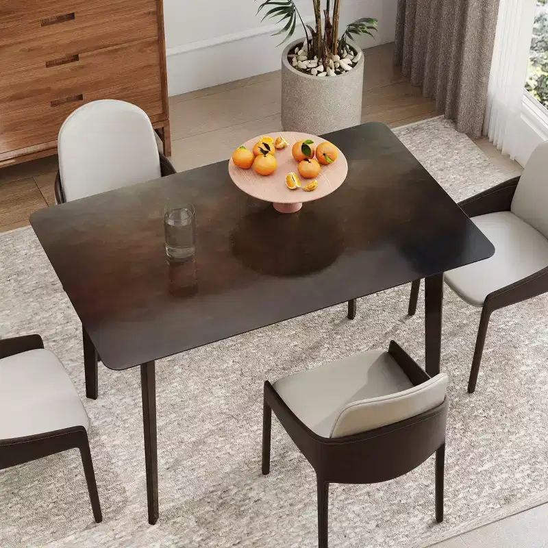 47.2 Rectangle Dining Table for 4, Mid-Century Modern Kitchen Table with Rubber Wood Legs for Dining Room