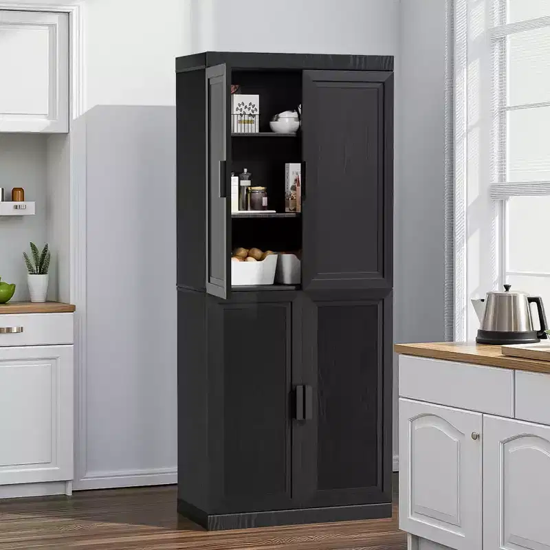 72-Inch 4-Door Storage Cabinet with Adjustable Shelves