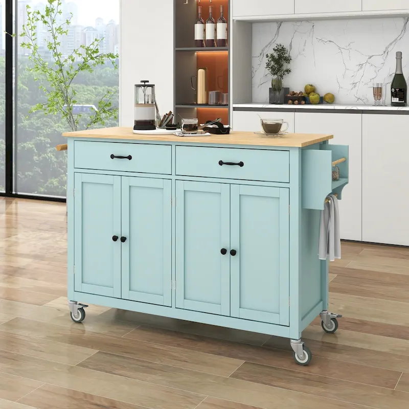 Kitchen Island Finish with Wood Top Kitchen Cart
