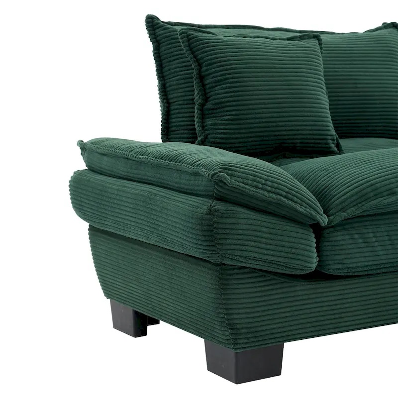 65.5 Upholstered 3-Seater Sofa Couch with Two Pillows and Sturdy Construction