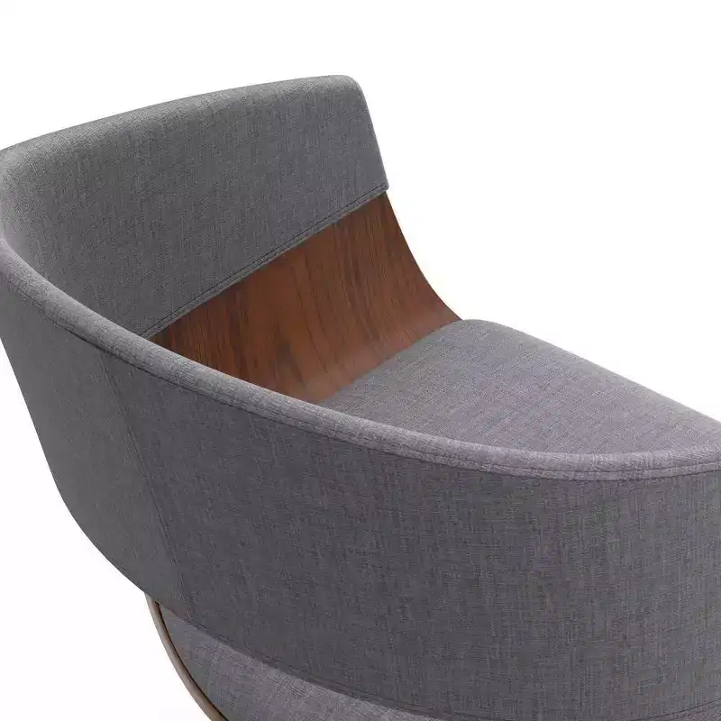 WyndenHall Calinda Adjustable Swivel Barstool Light Gray: Mid-Century Modern, Upholstered, Steel Legs