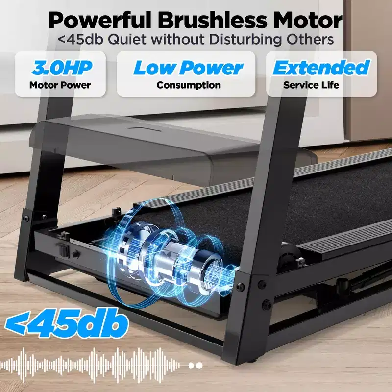 Treadmill with Incline, 3HP Foldable Compact Walking Treadmills for Home Small Office with Wide Belt, App, Heart Rate
