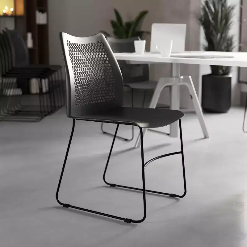 661 lb. Capacity Stack Chair with Air-Vent Back and Powder Coated Sled Base