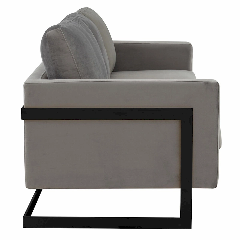 Leisuremod Lincoln 3-Seater Upholstered Velvet Sofa with Black Stainless-Steel Base