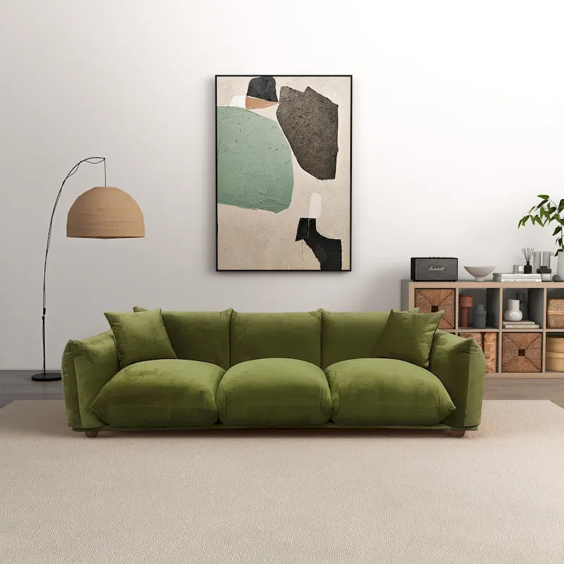 Arten Mid-Century Modern Luxury Boucle/Velvet Couch