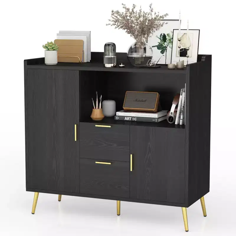 2 pack Buffet Cabinet, 40 in Sideboard Storage Cabinet with Drawers, Shelves & Doors, Modern Wood Coffee Bar Station