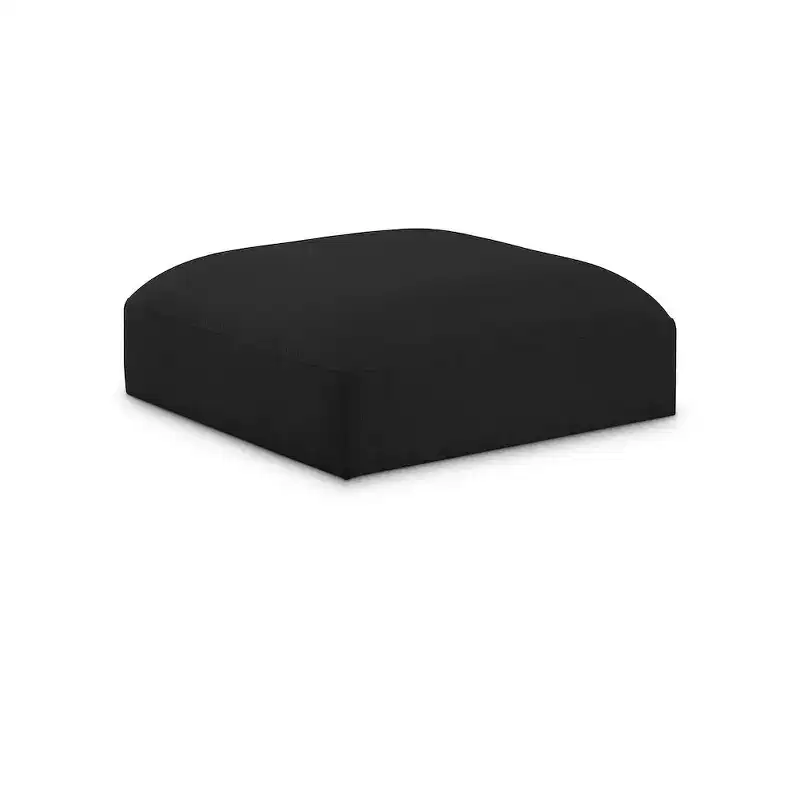 Round Polyester Fabric Ottoman, Low Profile Casual Seating for Living Room or Den