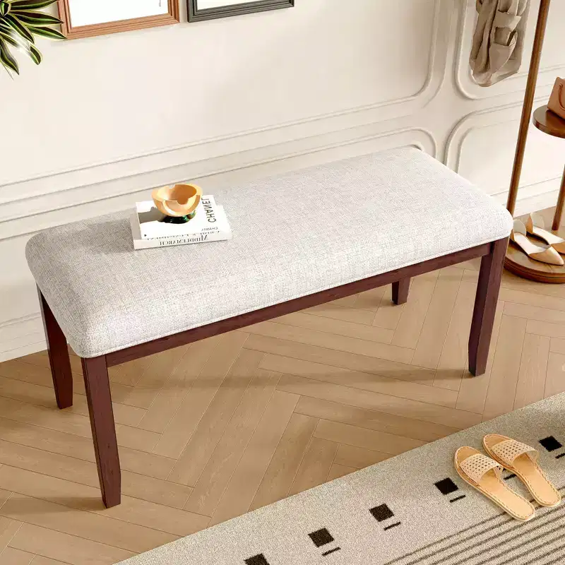 TUYOHW 38 Modern Ottoman Bench with Upholstered Entryway Shoe Bench with Wood Legs Versatile Foot Stool for Living Room,Bedroom,Hallway