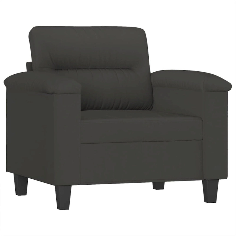 vidaXL Couch Modern Accent Upholstered Chair with Footstool Microfiber Fabric