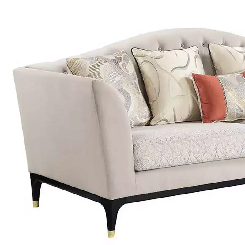 71 Tayden Sofas Beige Velvet: Acme Furniture, Crystal Tufting, Gold Accents