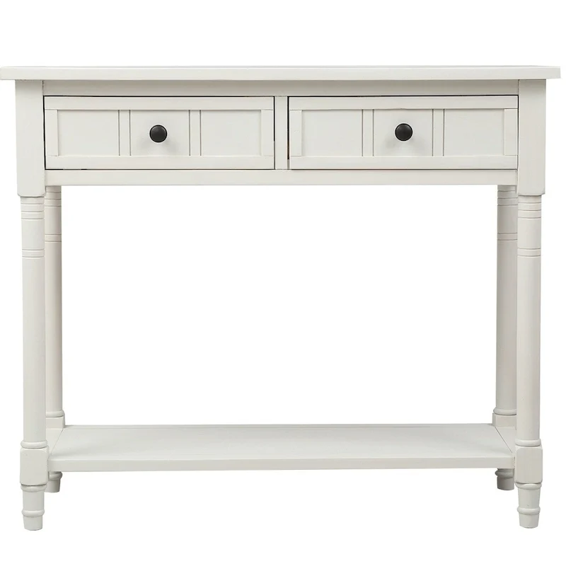 Modern Console Table with Two Drawers and Bottom Shelf