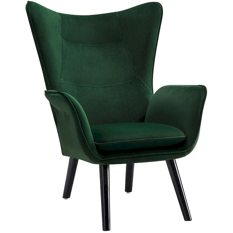Upholstered Wingback Armchair Leisure Accent Chair, Single - 40.55 H x 28.34 W x 33.1 D