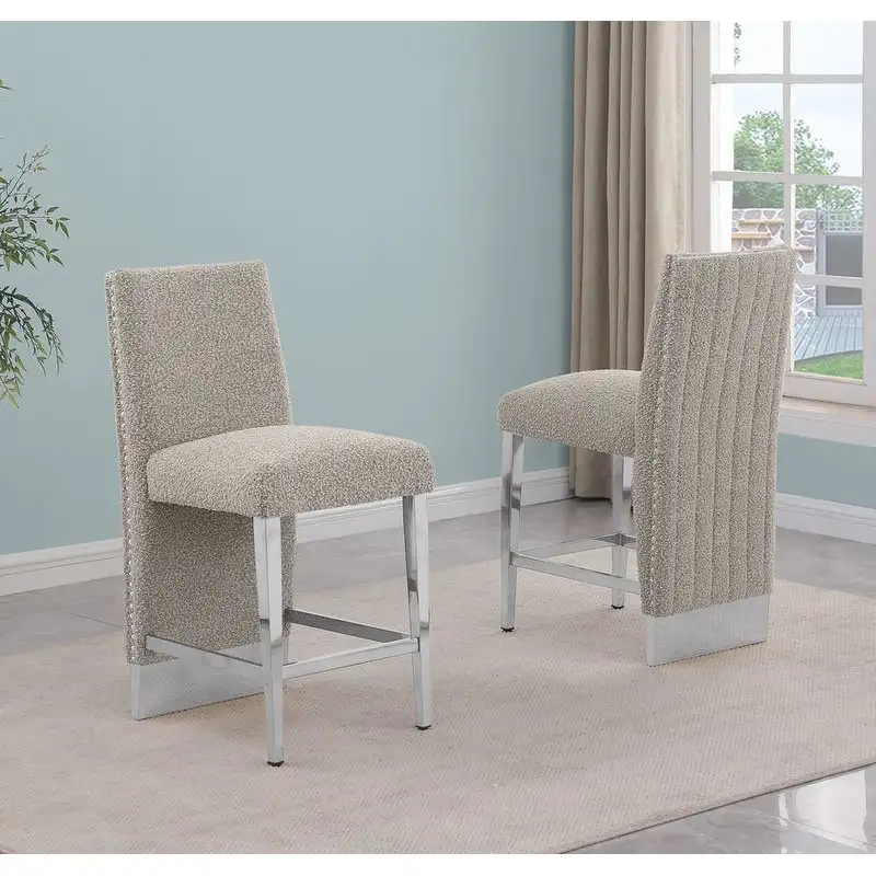 Best Quality Furniture Pleated Chrome Nailhead Trim Chair - N/A
