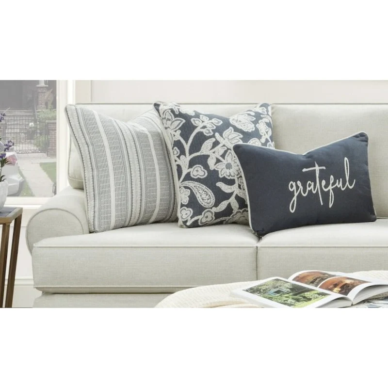Awesome Oatmeal Round Arm Stationary Sofa