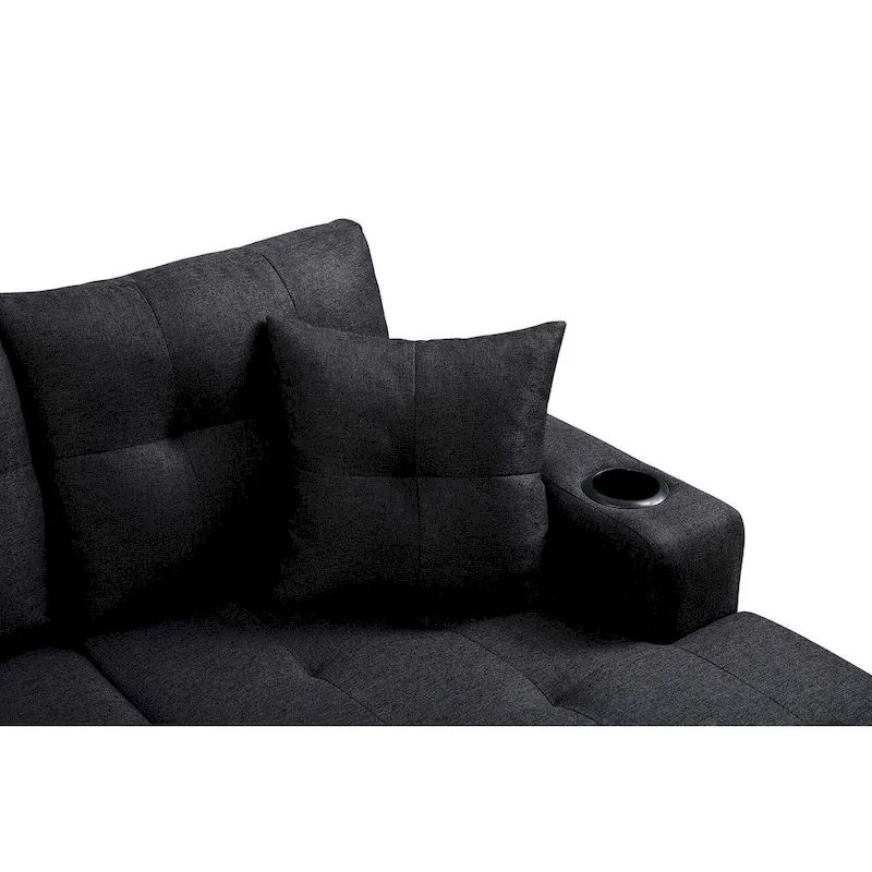 Living room sofa with convertible chaise longue