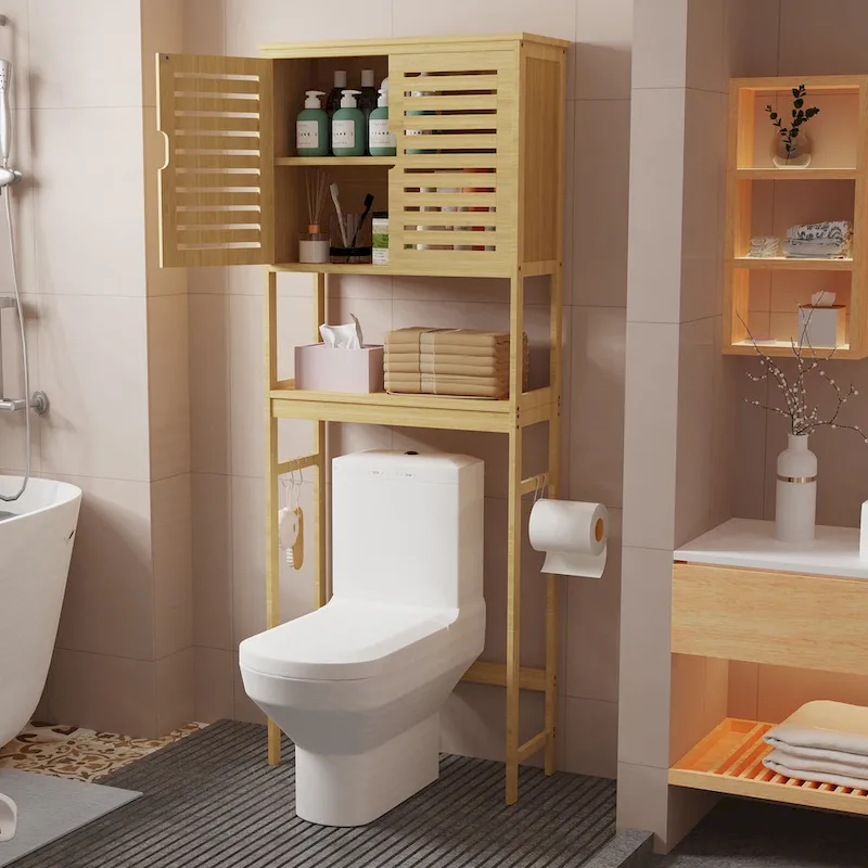 4-Tier Over-The-Toilet Storage Shelf with Cabinet