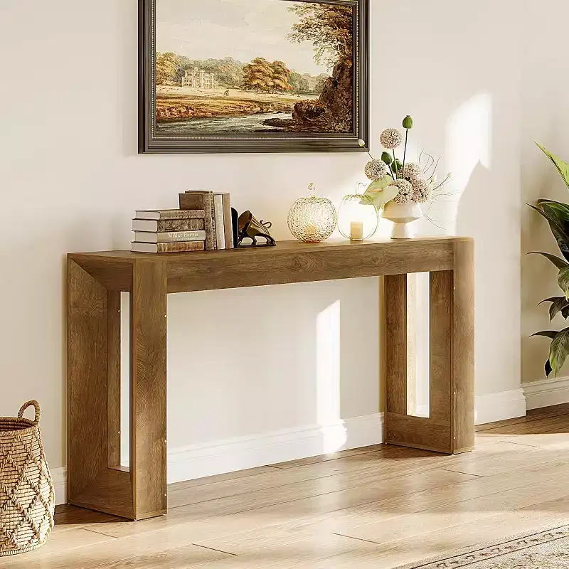 Lantine 63-Inch Long Console Table, Farmhouse Wooden Sofa Table Behind Couch, Entryway Table for Living Room, Entrance, Hallway, Foyer
