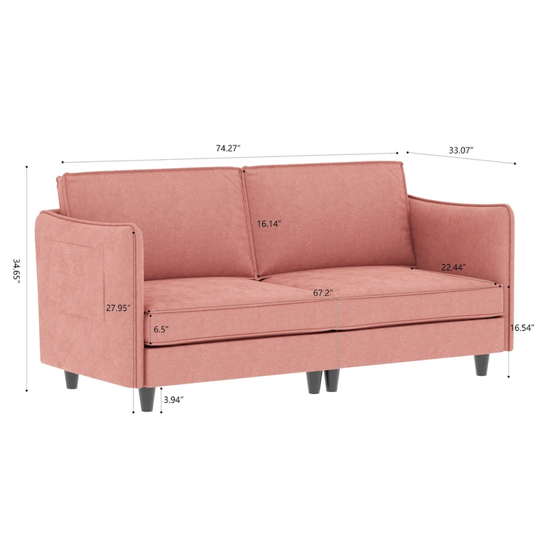 Christopher Knight Home - Hadley 74.27 Loveseat Sofa with Mid-Century Modern Design