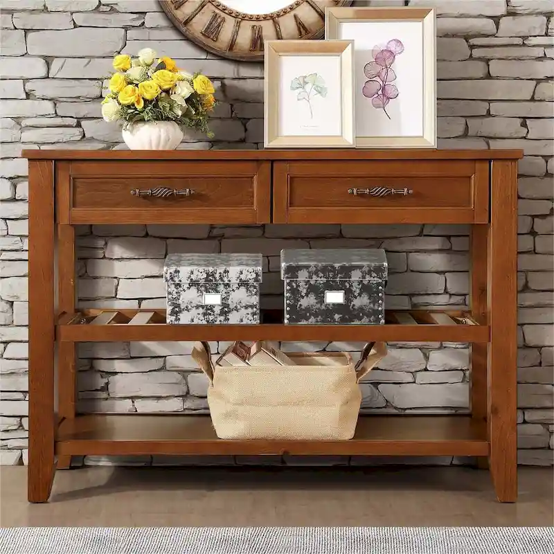 Mid-Century Style 42 Solid Wood Buffet Sideboard