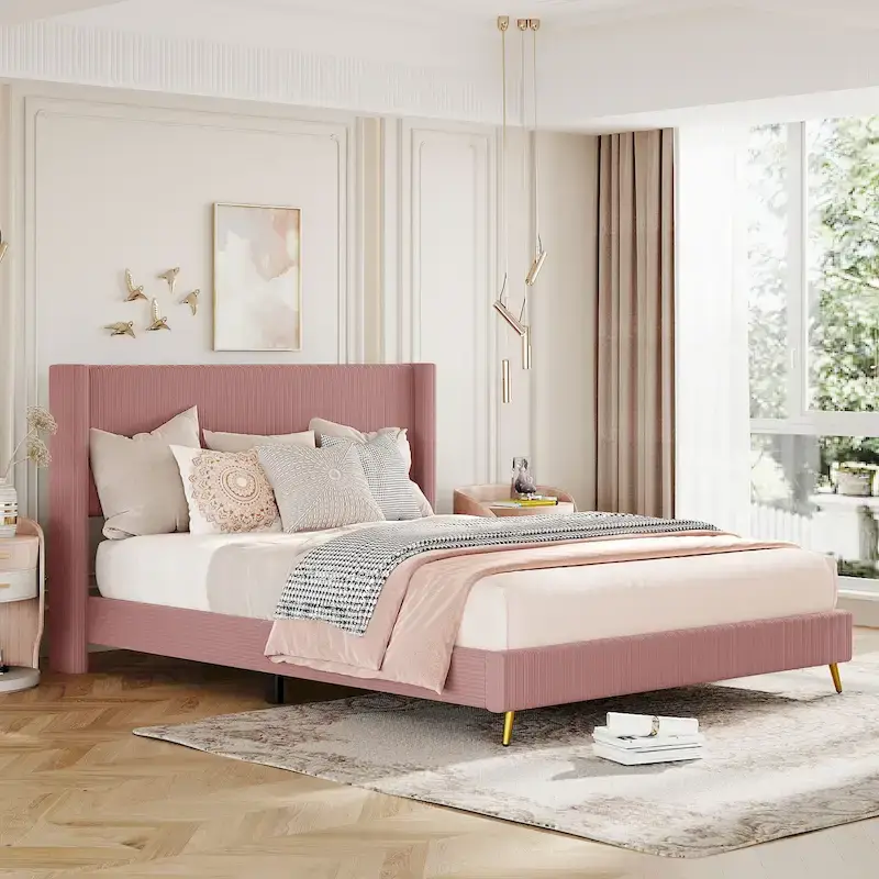 Queen Size Platform Bed with Metal Legs