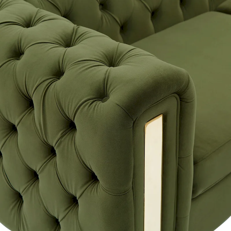 Keyser Modern Glam Tufted Velvet 3 Seater Sofa by Christopher Knight Home - 83.75 L x 34.50 W x 27.25 H
