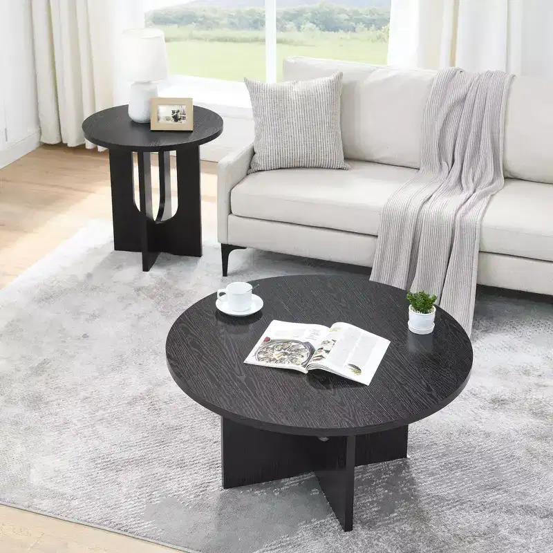 Okak 19H Modern Minimalist Solid Wood Coffee Table, Nordic Style Center Table Side Table Special Shape for Living Room, Kitchen & Office