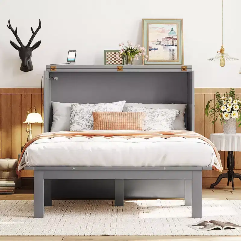 Murphy Bed with USB Port and Removable Shelves