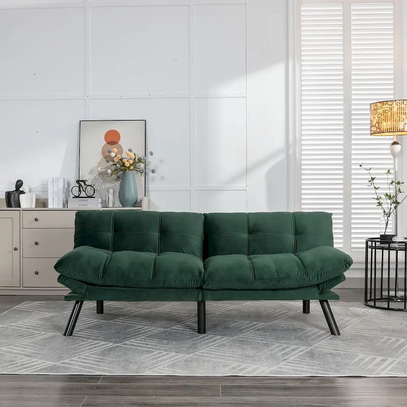 Modern Upholstered 2-Seater Sofa Bed with Adjustable Backrest and Armrests - 70:l