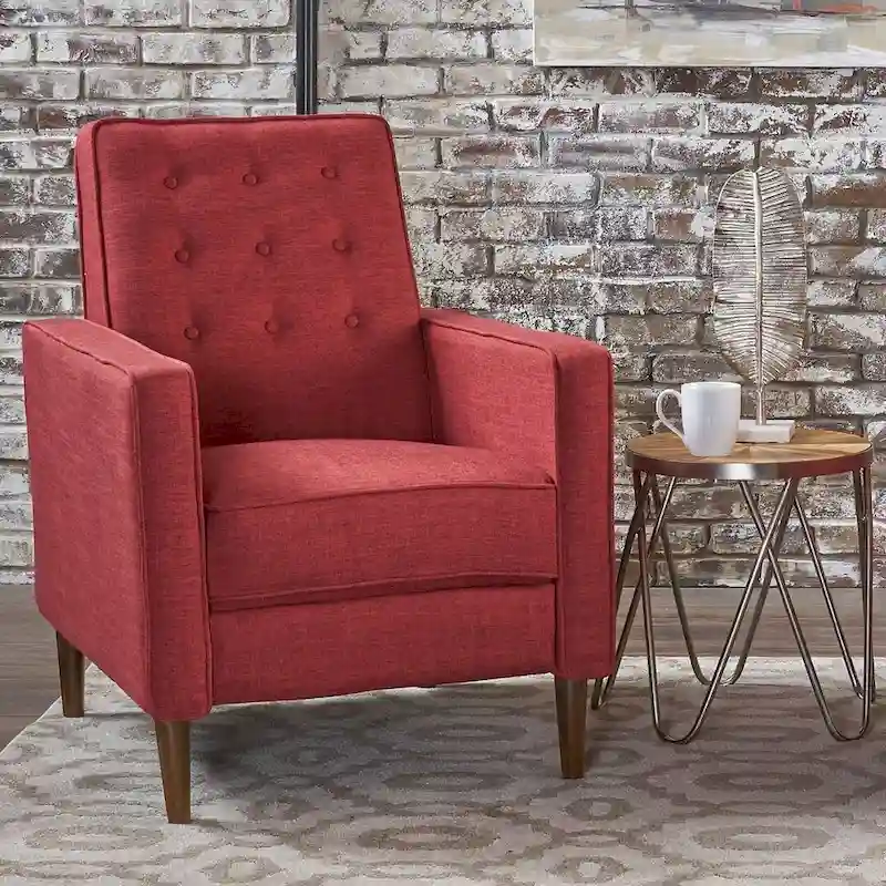 Mid-Century Modern Fabric Recliner Chair with Birch Legs by Christopher Knight Home