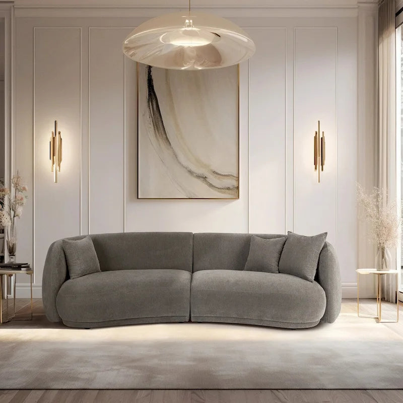 Neutral Modern 4 Seat Rectangle Curved Sofa - 117 x 49 x 31