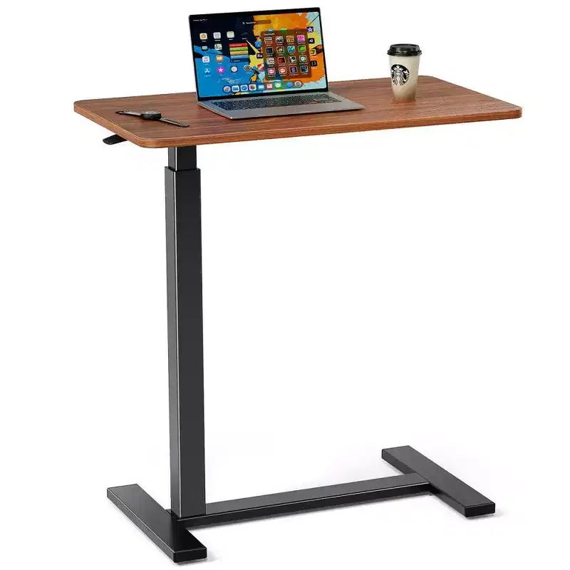 TUYOHW Adjustable Overbed Table with Wheels,Mobile Laptop Desk with Lockable Casters,Portable Standing Desk for Office & Home