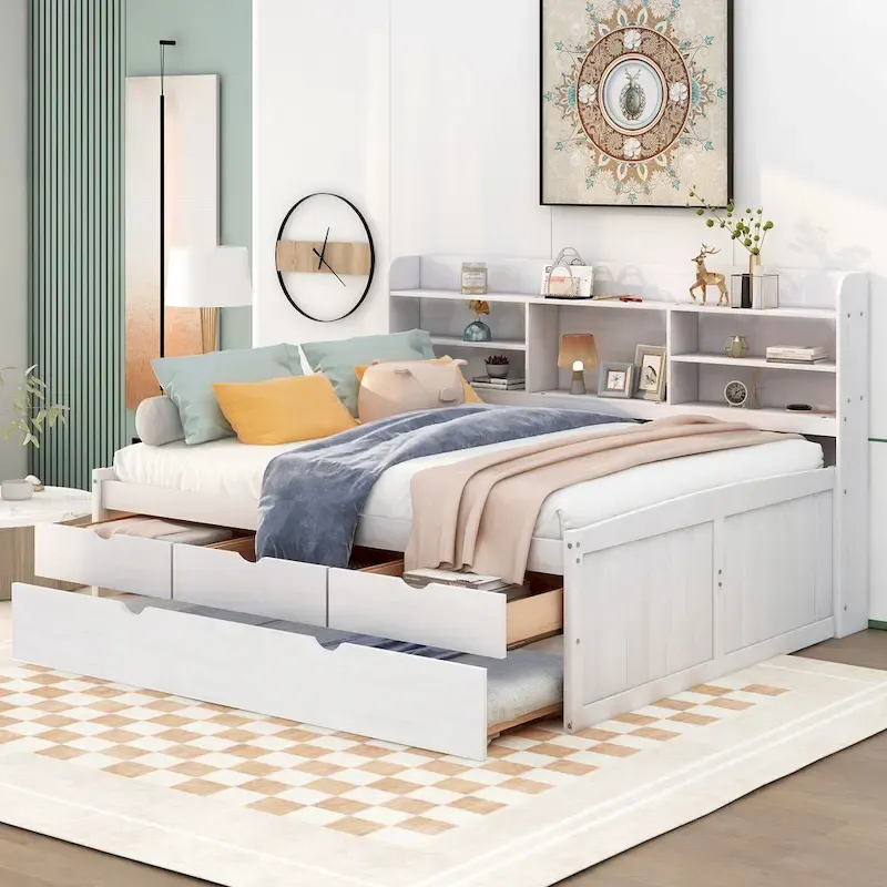 Full Size Wooden Captain Bed