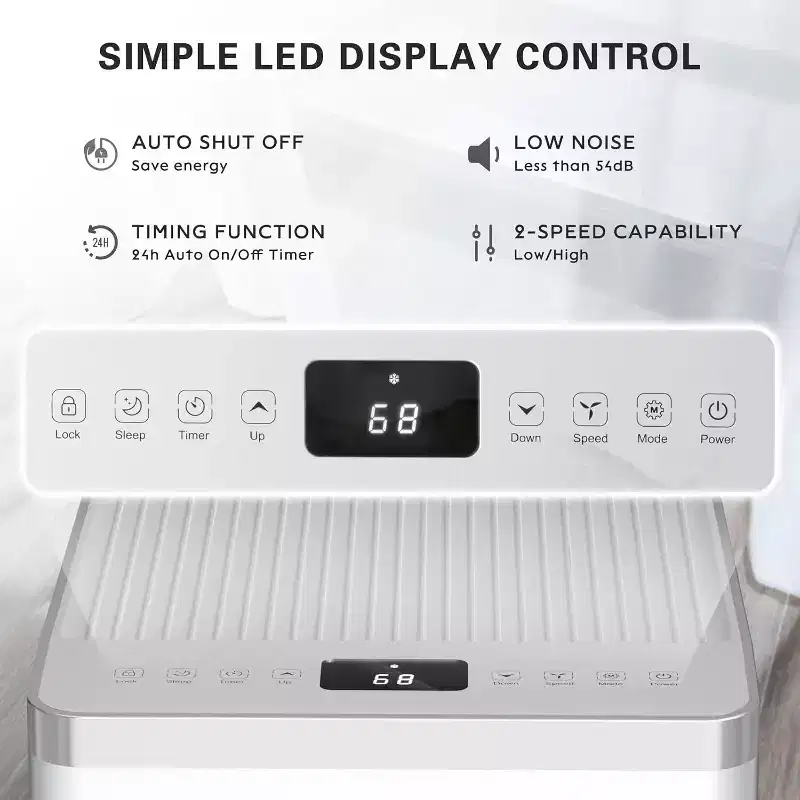 ZAFRO Remote Control&Window Kit, 3-in-1 AC Unit Built-in Dehumidifier,Fan Mode Portable Air Conditioner, white(8,000 BTU)