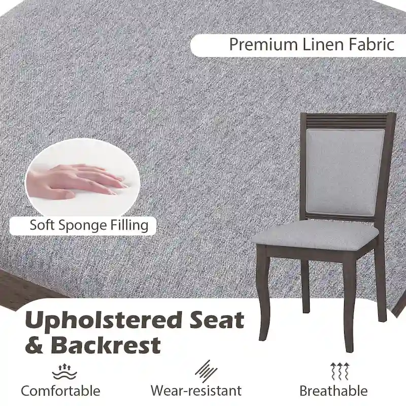 Costway Wood Dining Chairs Set of 2/4 with Rubber Wood Frame Padded