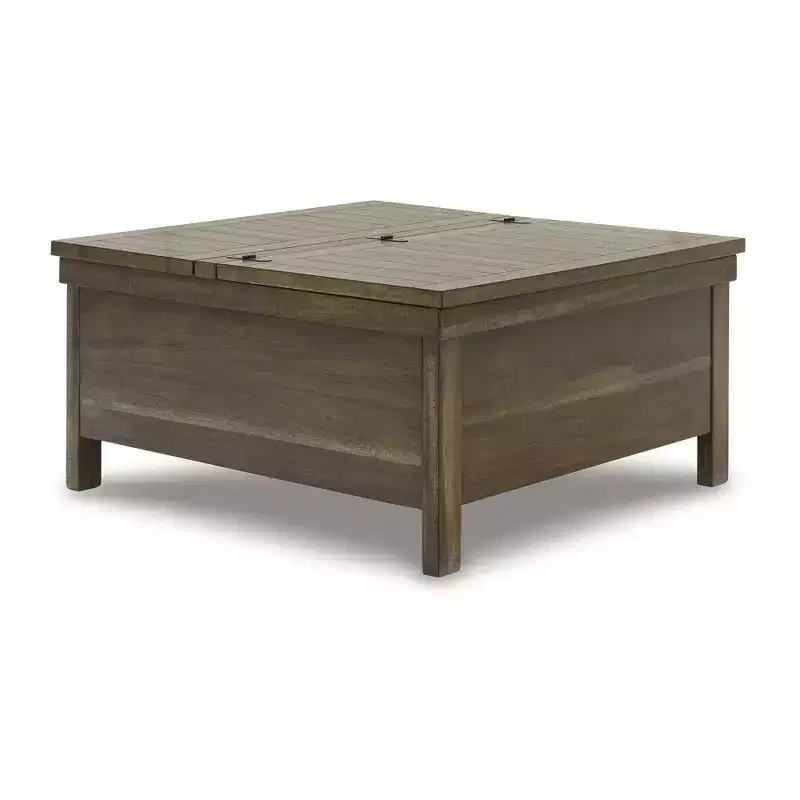 Rustic Lift Top Cocktail Table with Hidden Storage, Light Brown