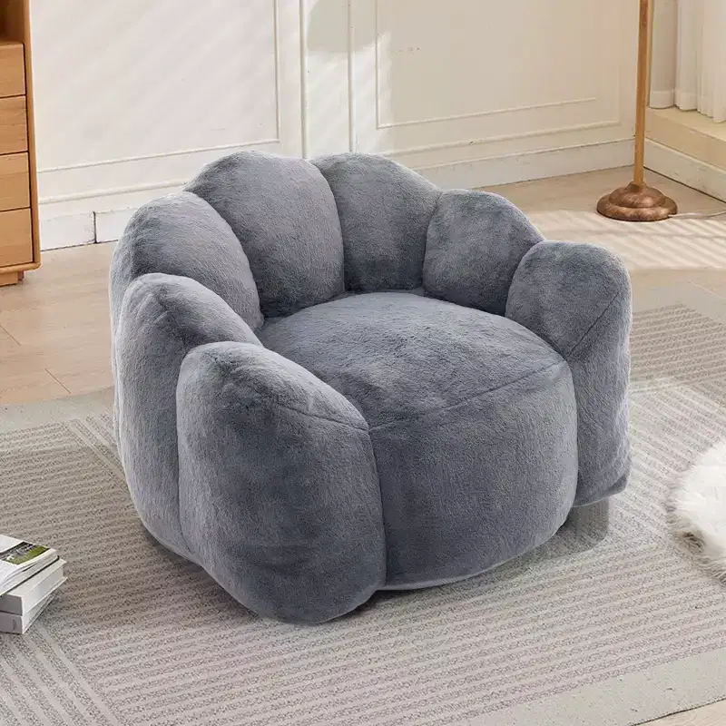 Modern Bean Bag Accent Chair Barrel Chairs with Memory Foam, Small Leisure Chair Single Sofa for Living Room, Office, Apartment