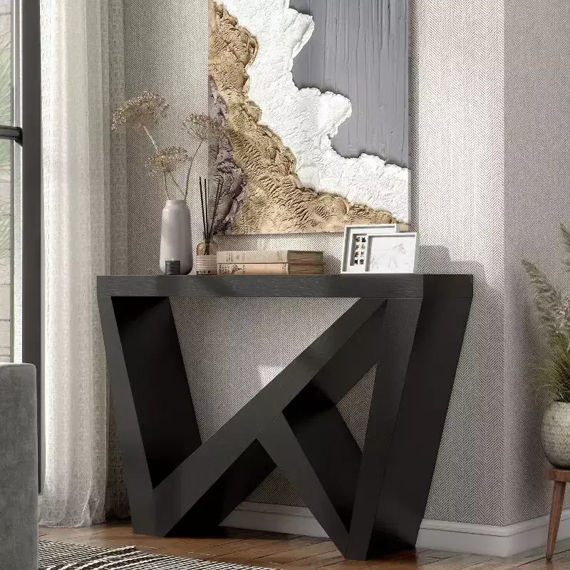24/7 Shop At Home 48 Sunguard Modern Rectangular Console Table with Geometric Design