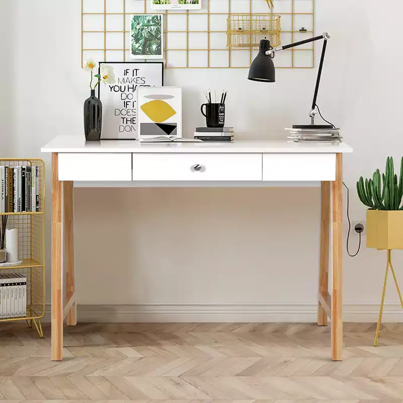 Computer Desk Laptop PC Writing Table Makeup Vanity Table w/Drawer and Wood Legs