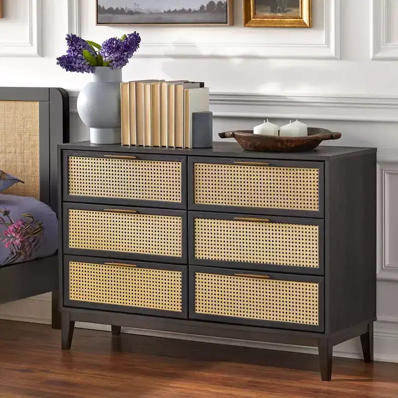 Andros 6 Drawer Dresser with Faux Cane Drawer Fronts - Buylateral