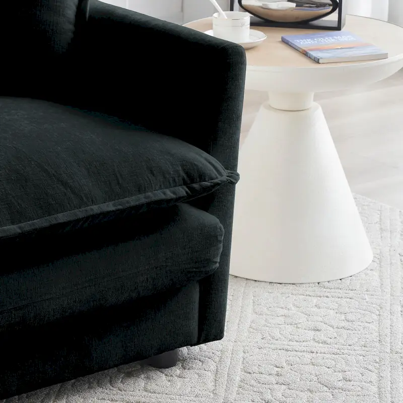 Black 3-Piece Chenille Sofa Set with Loveseat and 2 Single Sofas