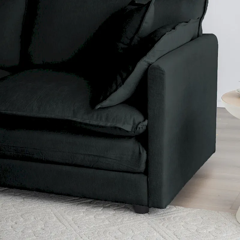 Black 3-Piece Chenille Sofa Set with Loveseat and 2 Single Sofas