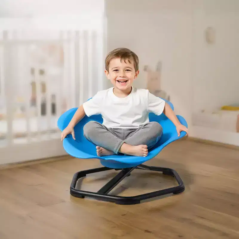 VEVOR Kids Swivel Chair, 220 lbs Capacity, Cylinder Shape Sensory Spinning Chair with Non-Slip Metal Base, Toddler Sit & Spin Seat, Blue