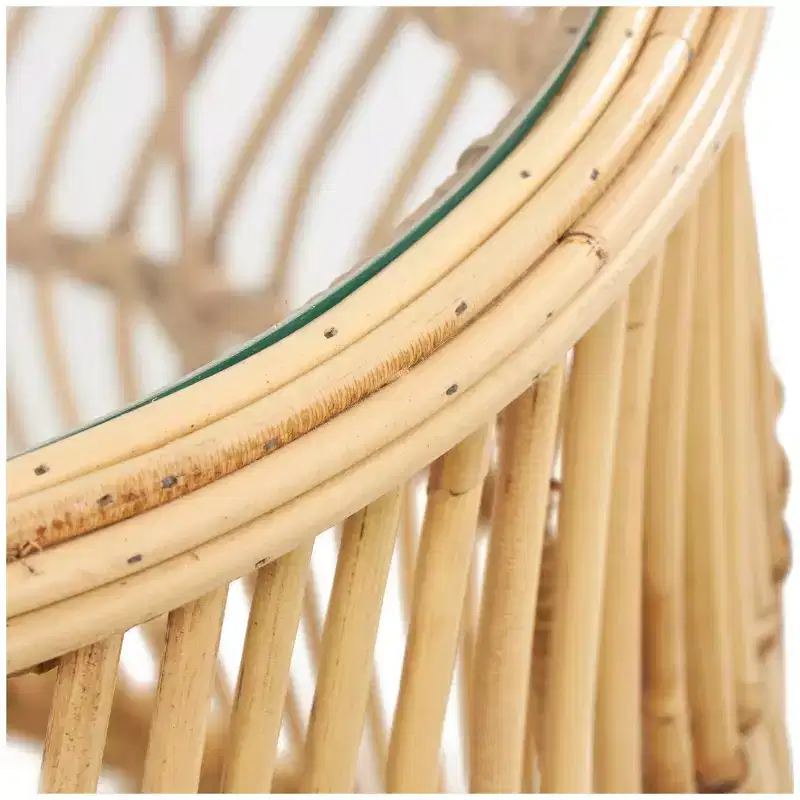 Olivia & May Rattan Handmade Wavy Woven Accent Table: No Assembly, Indoor Use, Coastal Style