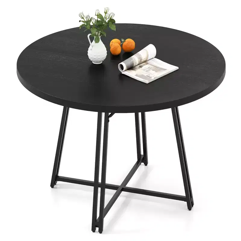 Costway 47 Inch Dining Table w/8 Metal Supporting Legs & Cross Base for Dining Room