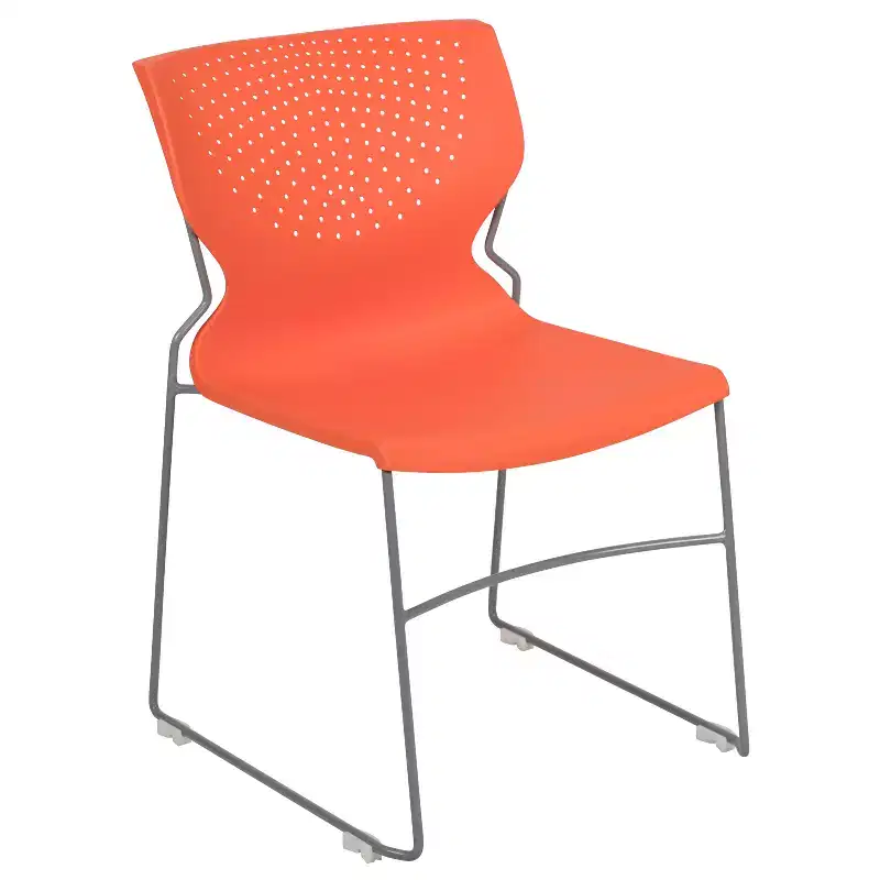 Home and Office Stack Chair with Lumbar Support and Metal Frame - Guest Chair