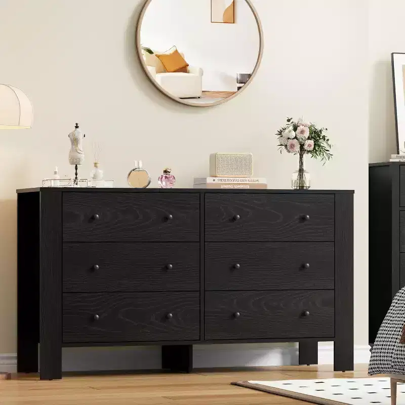 Acekool 6-Drawer Double Dresser, Modern Wooden Storage Organizer for Bedroom & Nursery