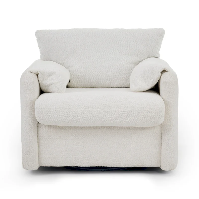 Swivel Accent Chair Single Seater - 360 Rotating Lounge Chair with Chenille Fabric & High-Resilience Cushion
